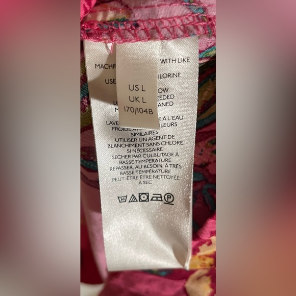 Free People Tunic Dress Women’s Large Pink Colorful Floral Boho Mini Peasant - Picture 8 of 10